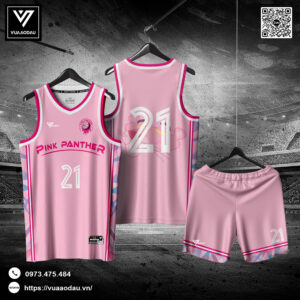 Áo Bóng Rổ Pink Panther Màu Hồng Pastel – Thiết Kế Cá Tính, Thoáng Mát Năng Động