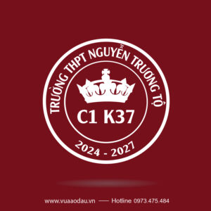 Logo lớp C1 K37 trường Nguyễn Trường Tộ - màu đỏ rượu vang nổi bật