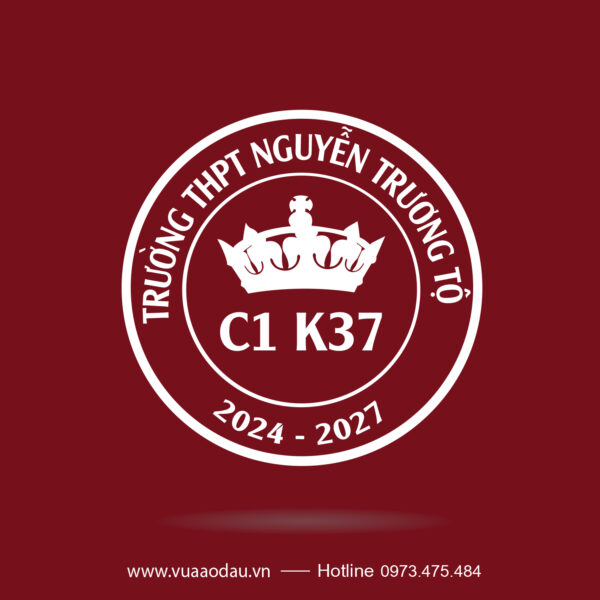 Logo lớp C1 K37 trường Nguyễn Trường Tộ - màu đỏ rượu vang nổi bật