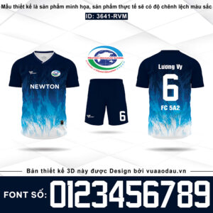 Áo bóng đá học sinh Newton - Xanh Navy Gradient Trắng | Mã SP: 3641-RVM