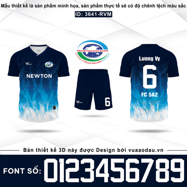 Áo bóng đá học sinh Newton - Xanh Navy Gradient Trắng | Mã SP: 3641-RVM