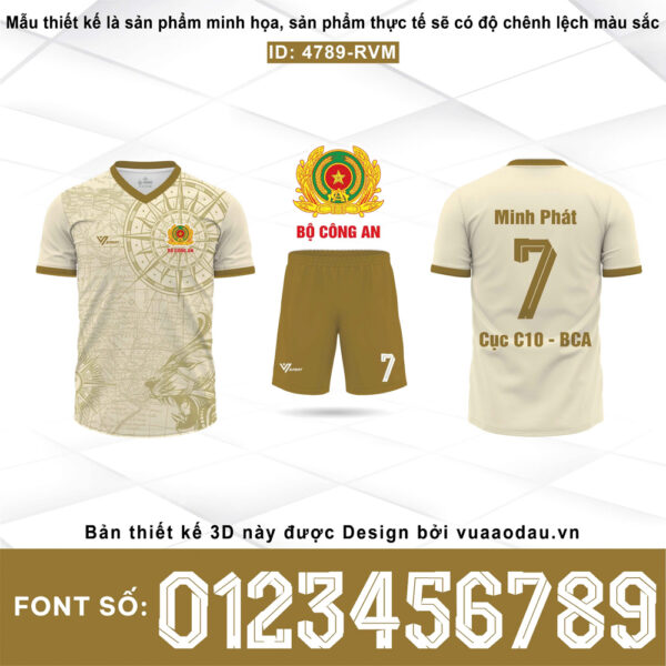 Áo đấu Bộ Công An - Be sáng phối nâu đất ID: 4789-RVM