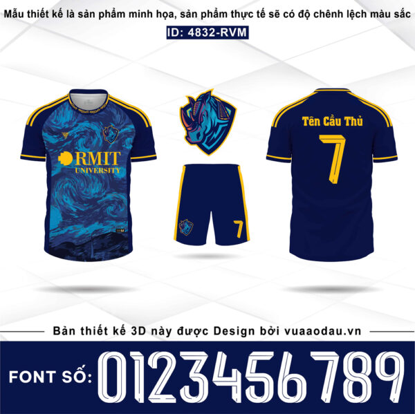 Đồng phục thể thao Xanh Navy phối Xanh Biển và Vàng - Form ôm thể thao năng động