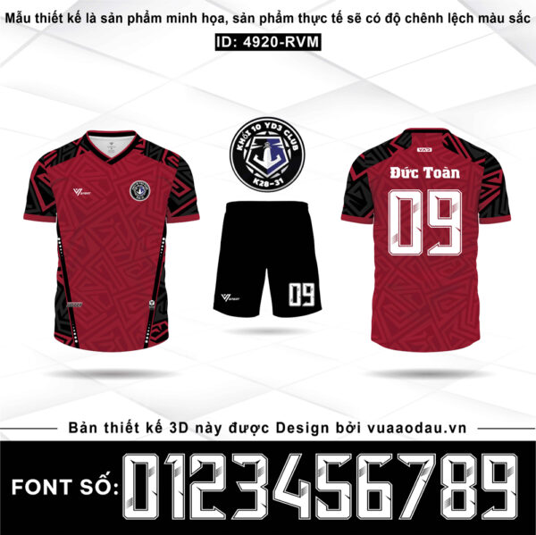 Bộ quần áo bóng đá 3D màu Đỏ Burgundy ID: 4920-RVM | Đậm chất cá tính, cháy hết mình trên sân cỏ