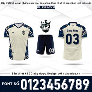 Áo Bóng Đá Màu Trắng Kem Phối Xanh Navy – Mã 4925-RVM