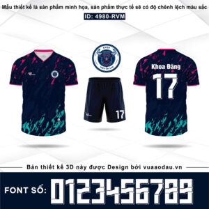 Áo bóng đá xanh navy phối hồng neon họa tiết splash nổi bật