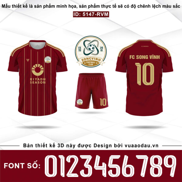 Áo đấu đỏ Bordeaux viền vàng – Sang trọng & đậm chất thể thao