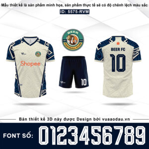 Áo đấu thể thao trắng kem phối navy mẫu 5575-RVM