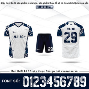 Áo đấu thiết kế trắng xanh navy 5769-RVM – Phong cách tribal cá tính