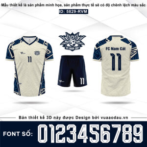 Áo Bóng Đá Thiết Kế FC Nam Cát Trắng Kem Xanh Navy - Mã 5829-RVM