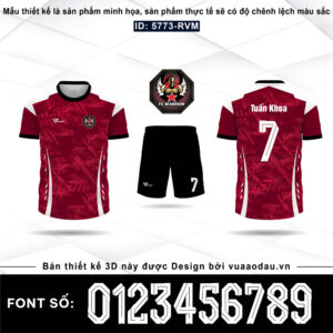 Áo Bóng Đá Thiết Kế FC Warrior Màu Đỏ Đô 5846