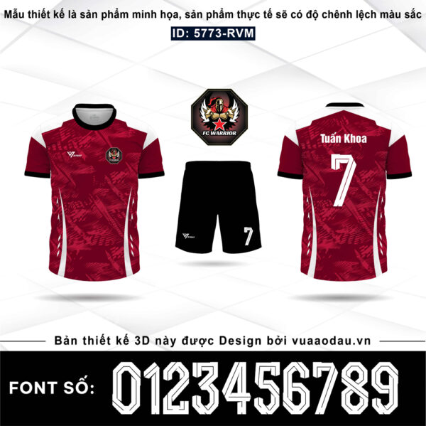 Áo Bóng Đá Thiết Kế FC Warrior Màu Đỏ Đô 5846