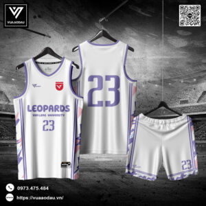 Đồng phục bóng rổ Leopards VLU - Trắng Tím Sáng Tạo