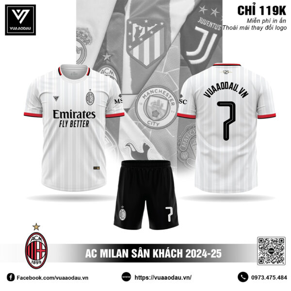 Áo đấu AC Milan sân khách 2024-25 màu trắng