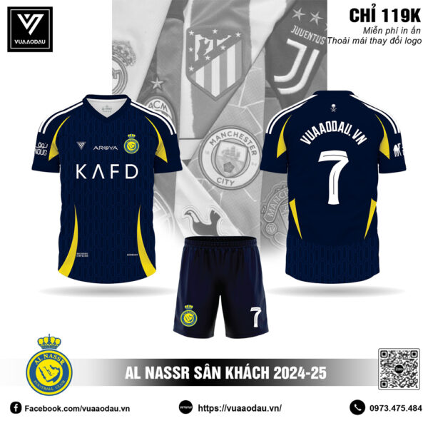 Áo Bóng Đá Al Nassr Sân Khách 2024–25 – Xanh Navy
