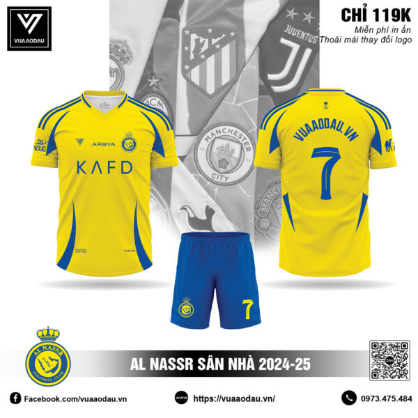 Áo bóng đá Al Nassr sân nhà 2024–25 màu vàng