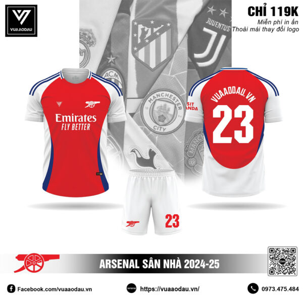 Áo Bóng Đá Arsenal Sân Nhà 2024–2025 Màu Đỏ