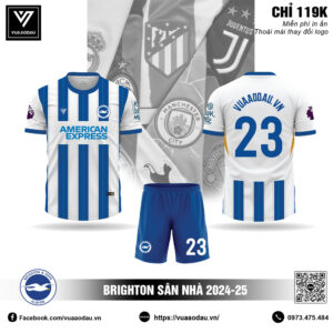 Áo đấu Brighton sân nhà 2024–2025 trắng xanh