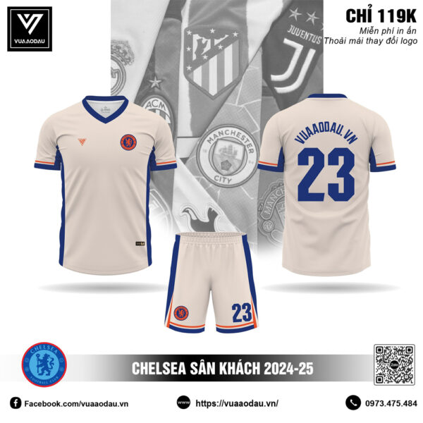 Áo Chelsea sân khách 2024-25 màu kem sữa