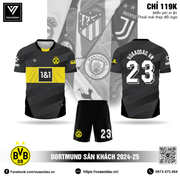 Áo Bóng Đá Dortmund 2024-25 Sân Khách Màu Đen