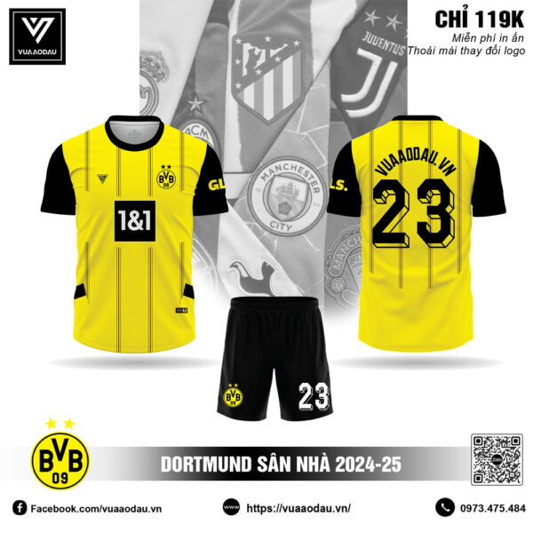 Áo Bóng Đá CLB Dortmund 2025 Sân Nhà Màu Vàng