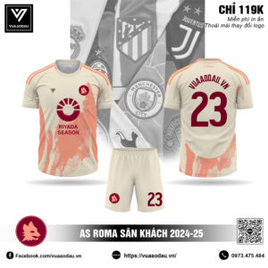 Áo đấu AS Roma sân khách 2024-25 màu kem ngà hiện đại