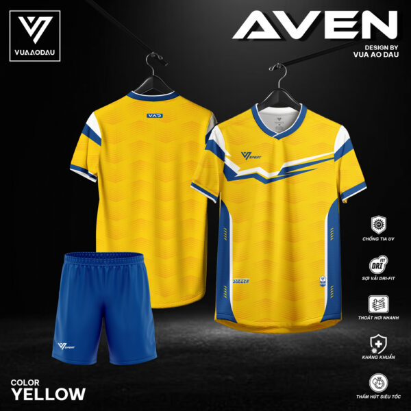Áo bóng đá không logo Aven màu vàng rực rỡ