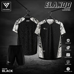 Bộ Quần Áo Thể Thao Không Logo ELANDO Màu Đen – Tribal Cá Tính, Chống Nắng, Nhanh Khô