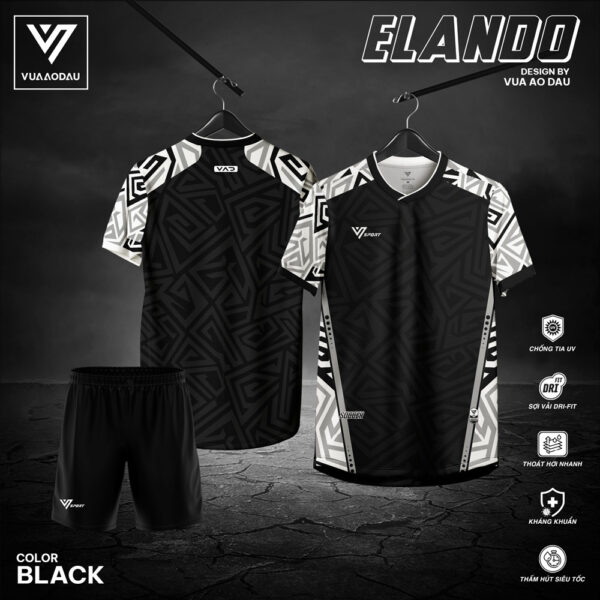 Bộ Quần Áo Thể Thao Không Logo ELANDO Màu Đen – Tribal Cá Tính, Chống Nắng, Nhanh Khô