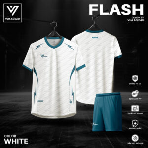 FLASH Trắng – Bộ đồ thể thao không logo tone trắng xanh cá tính