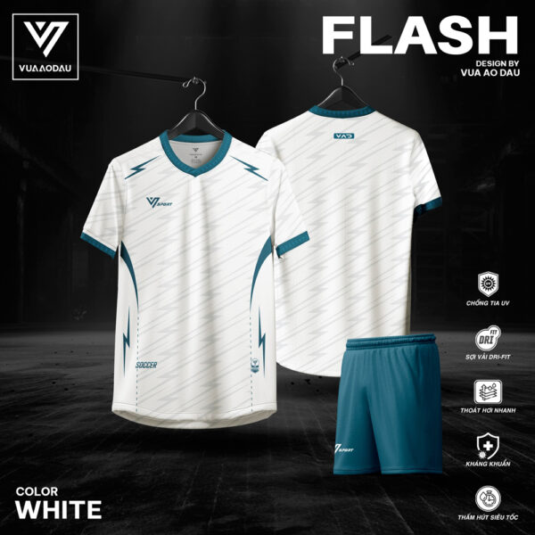 FLASH Trắng – Bộ đồ thể thao không logo tone trắng xanh cá tính