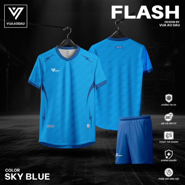 Áo bóng đá không logo Flash - Sky Blue