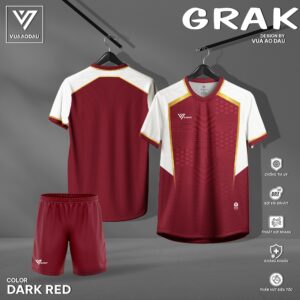 Áo Bóng Đá Không Logo GRAK Màu Đỏ Đậm