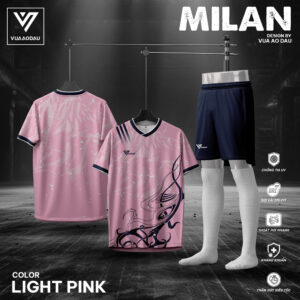 Đồng phục bóng đá không logo Milan Light Pink cá tính – Vua Áo Đấu
