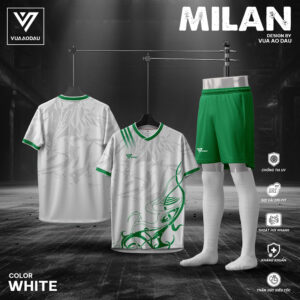 Áo Bóng Đá Không Logo Milan Màu Trắng