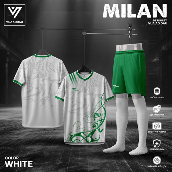 Áo Bóng Đá Không Logo Milan Màu Trắng