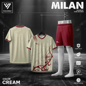 Bộ Quần Áo Thể Thao Milan Màu Kem Đỏ Mận - Phong Cách Hiện Đại & Độc Đáo