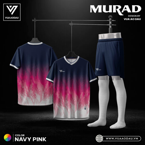 Áo bóng đá không logo Murad Navy Pink - Thiết kế unisex nổi bật