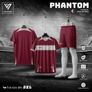 Áo Bóng Đá Không Logo Phantom Màu Đỏ Đô