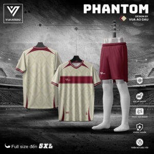 Phantom Trắng Kem - Bộ Quần Áo Thể Thao Không Logo Vua Áo Đấu
