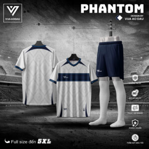 Áo Bóng Đá Không Logo Phantom Màu Trắng Bóng Bẩy