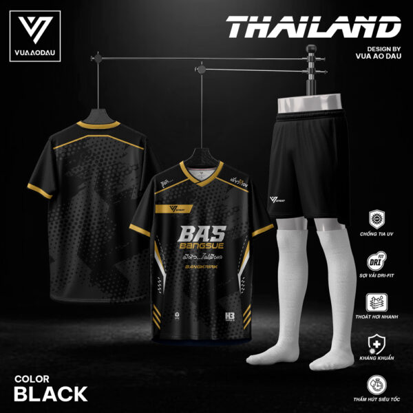Áo Bóng Đá Không Logo Thailand Màu Đen – Cá Tính Mạnh Mẽ, Thấm Hút Siêu Tốc