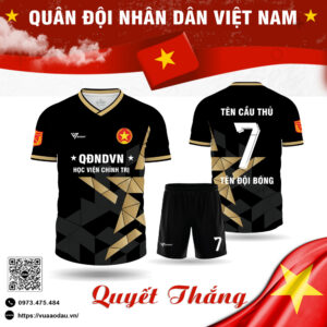 Áo Bóng Đá Thiết Kế Quân Đội - Đen Tuyền Vàng Kim