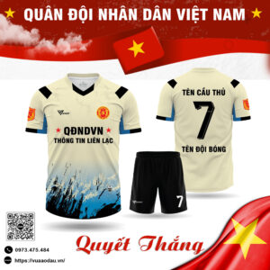 Áo bóng đá thiết kế quân đội màu kem - Bộ thể thao tinh thần Việt