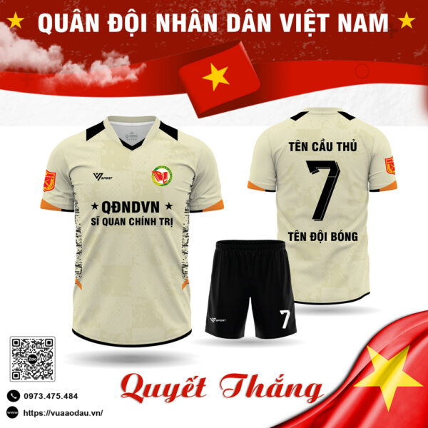 Áo bóng đá thiết kế Quân đội màu kem nhạt - Mã 04