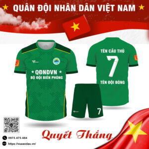 Áo Bóng Đá Thiết Kế Bộ Đội Biên Phòng Màu Xanh Lục
