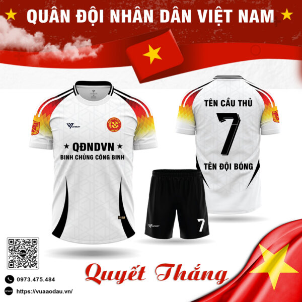 Áo bóng đá thiết kế Quân Đội Việt Nam – Màu Trắng Chủ Đạo