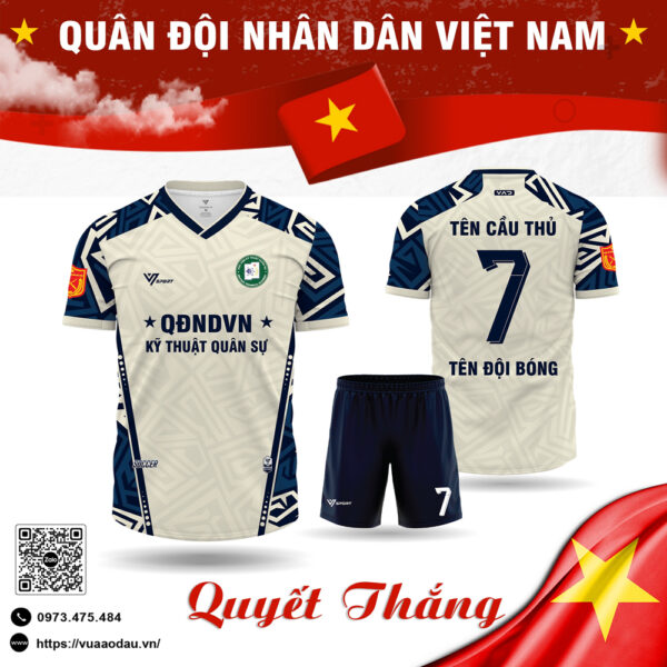 Áo bóng đá thiết kế Quân đội Nhân dân trắng kem – mạnh mẽ & trang trọng