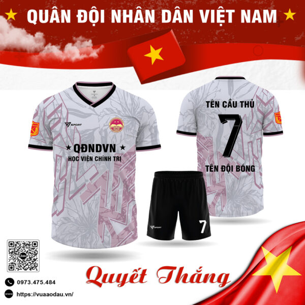 Áo Đấu Thiết Kế Quân Đội – Học Viện Chính Trị | Trắng Xám Đỏ Cá Tính
