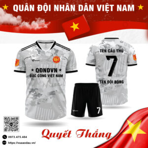 Áo bóng đá thiết kế Quân đội nhân dân Việt Nam - Đặc công - Camo trắng xám